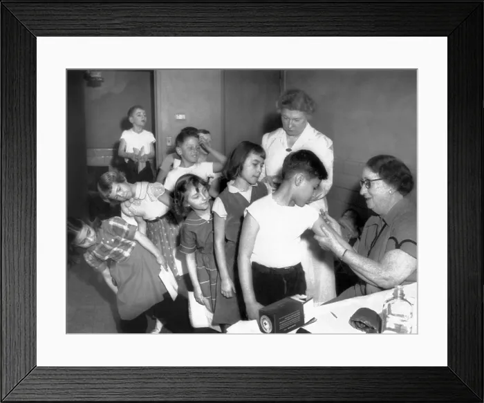 Framed Print : Children inoculated against diphtheria. An epidemic of choking disease broke out in Michigan City, Indiana. Feb. 29, 1956. (CSU_ALPHA_1100) CSU Archives / Everett Collection Framed Print : Children inoculated against diphtheria. An epidemic of choking disease broke out in Michigan City, Indiana. Feb. 29, 1956. (CSU_ALPHA_1100) CSU Archives / Everett Collection