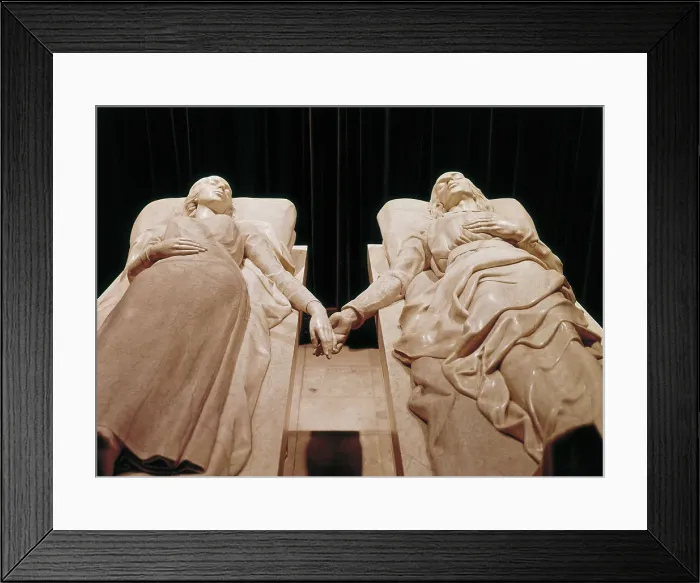 Framed Print : AVALOS GARCIA-TABORDA, Juan de (1911). The Lovers of Teruel. 1954. SPAIN. Teruel. St.Peter's Church. White alabaster