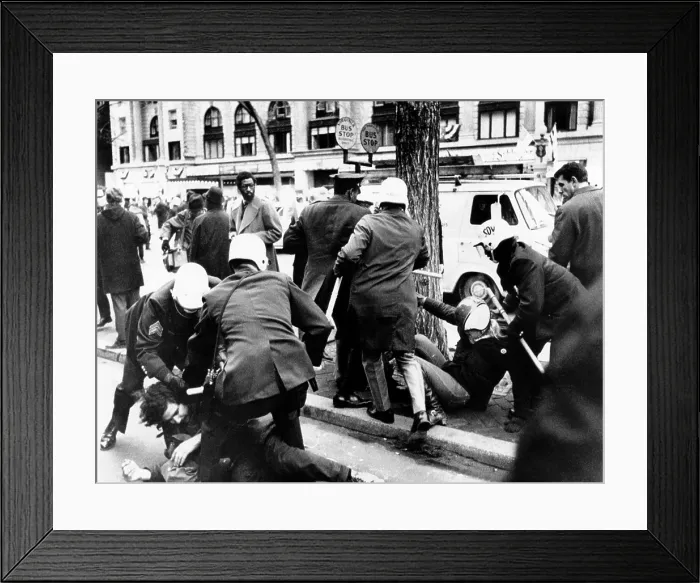 Framed Print : Protesters arrested at President Richard Nixon's 1969 Inauguration. The demonstrators were a few Blocks from the route of President Nixon's Inaugural Parade, Jan