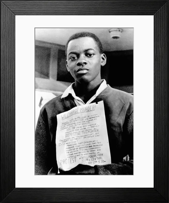 Framed Print : African American youth protests the police killing of Leonard Deadwyler Framed Print : African American youth protests the police killing of Leonard Deadwyler