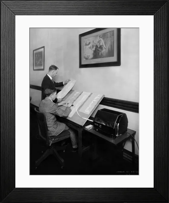 Framed Print : Stock brokers with a new box shaped stock ticker in May 1929. (CSU_ALPHA_1103) CSU Archives / Everett Collection