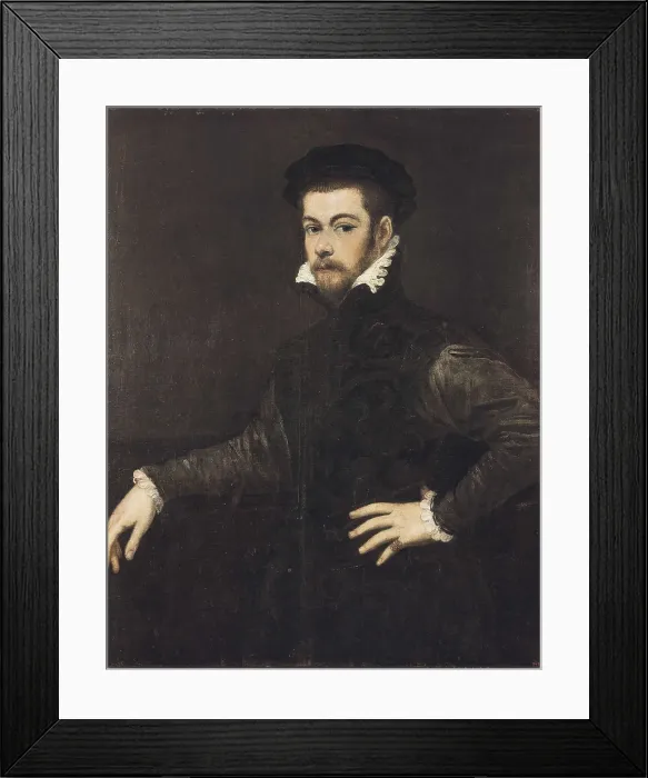 Framed Print : TINTORETTO, Jacopo Robusti, called Il (1518-1594). Portrait of a Gentleman. ca. 1554. Oil on canvas attached onto wood. Renaissance art. Cinquecento. Venetian school