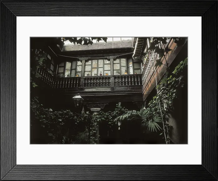 Framed Print : CERVANTES SAAVEDRA, Miguel de (1547-1616). Courtyard from Verde Gaban's knight house's, place where Cervantes wrote chapter 18, second part of Don Quixote. SPAIN