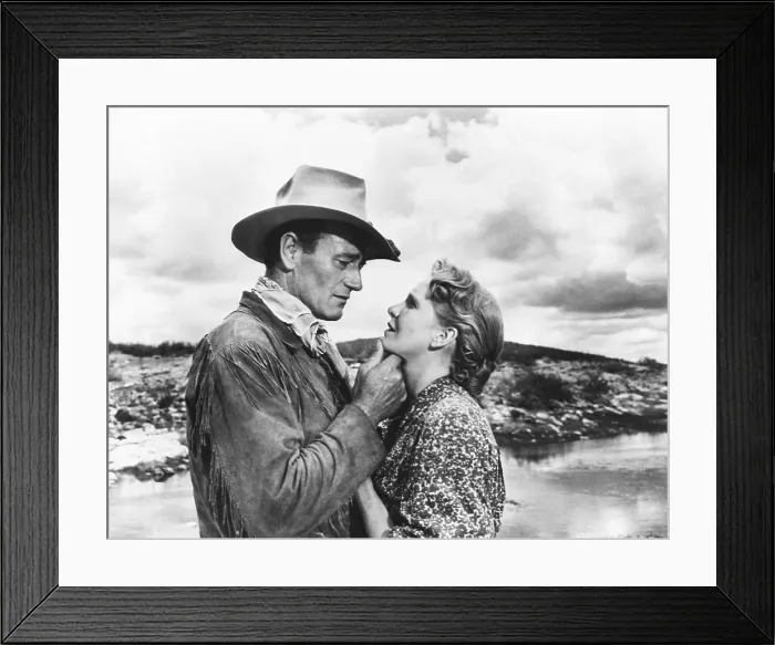 Framed Print : HONDO, from left, John Wayne, Geraldine Page, 1953