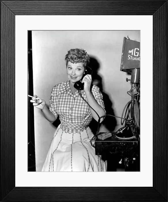 Framed Print : THE LONG, LONG TRAILER, Lucille Ball on the phone on set, 1954