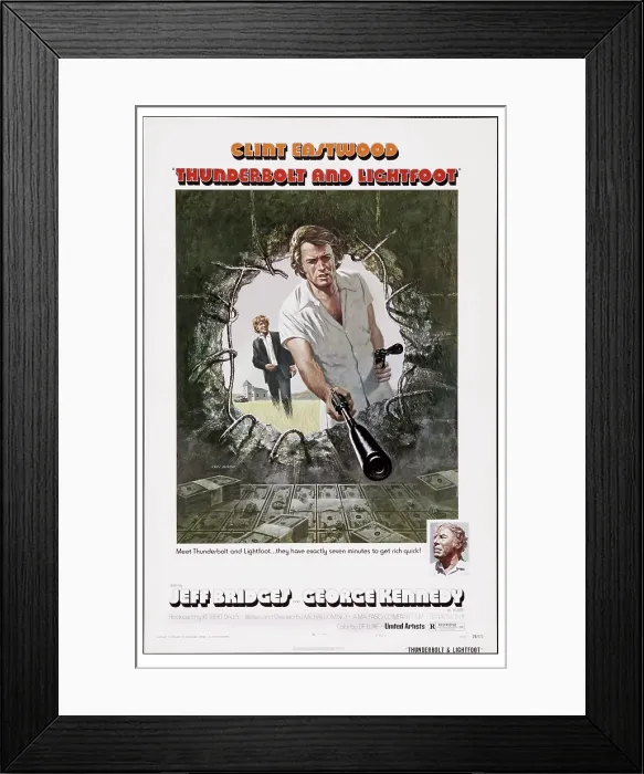 Framed Print : THUNDERBOLT AND LIGHTFOOT, US poster art, from back left: Jeff Bridges, Clint Eastwood, 1974 Framed Print : THUNDERBOLT AND LIGHTFOOT, US poster art, from back left: Jeff Bridges, Clint Eastwood, 1974