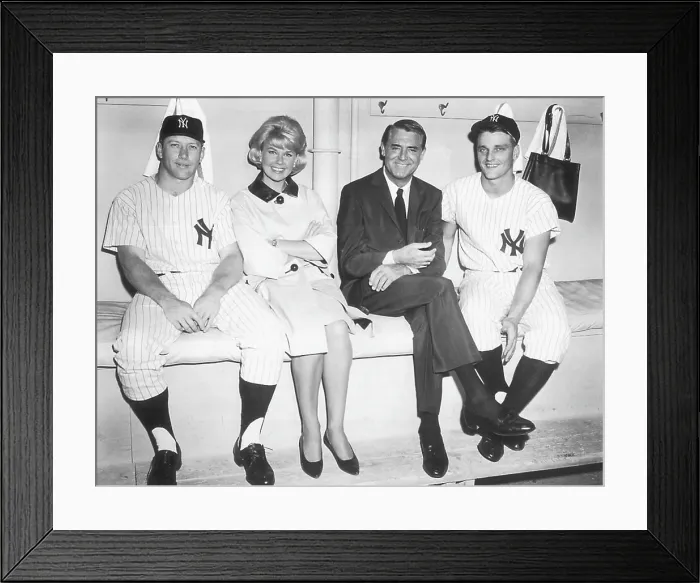 Framed Print : THAT TOUCH OF MINK, from left: Mickey Mantle, Doris Day, Cary Grant, Roger Maris, on set, 1962 Framed Print : THAT TOUCH OF MINK, from left: Mickey Mantle, Doris Day, Cary Grant, Roger Maris, on set, 1962