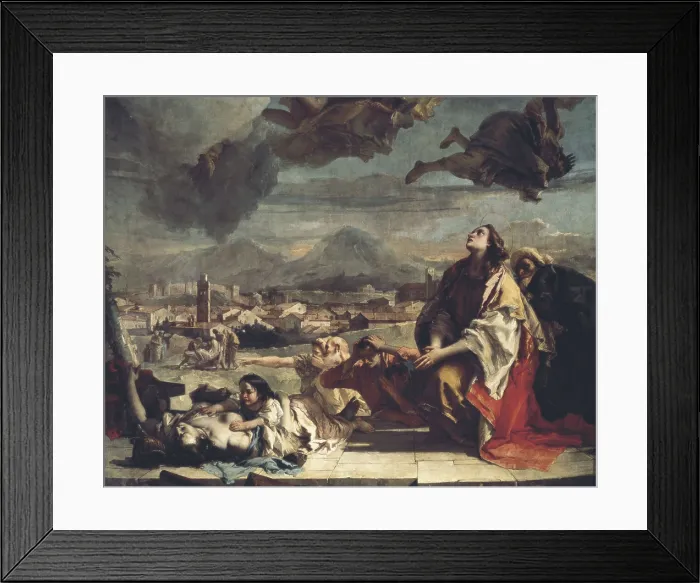 Framed Print : TIEPOLO, Giovanni Battista (1696-1770). Saint Thecla Liberating Este from the Plague. 1758 - 1759. ITALY. Vicenza. Villa Valmarana. Baroque art. Oil on canvas