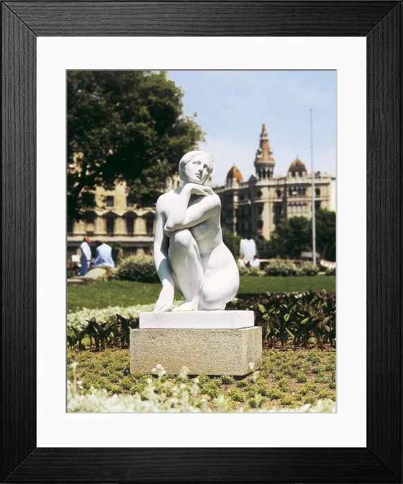 Framed Print : CLARA i AYATS, Josep (1878-1958). The Goddess. 1908-1910. SPAIN. Barcelona. Catalonia Square. Another copy is located at the City Hall. Noucentisme. Sculpture on marble