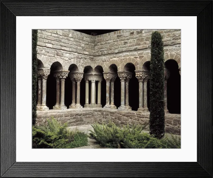Framed Print : Monastery of St. 12th c. SPAIN. L'Estany. Monastery of Santa Maria de l'Estany. Cloister. Romanesque art. Architecture. AISA / Everett Collection**US SALES ONLY**