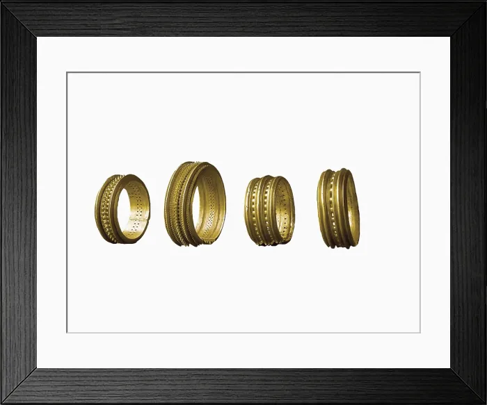 Framed Print : Treasure of Villena. 5th c. BC. Bracelets with tooths and mouldings. Gold. Iberian art. Jewelry. SPAIN. Villena. Archaeological Museum Jos Mara Soler. Proc: SPAIN. Villena Framed Print : Treasure of Villena. 5th c. BC. Bracelets with tooths and mouldings. Gold. Iberian art. Jewelry. SPAIN. Villena. Archaeological Museum Jos Mara Soler. Proc: SPAIN. Villena