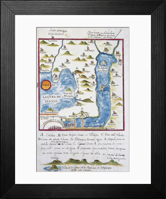 Framed Print : Map of the archbishopric of Mexico (1767), by Jos Antonio Alzate. View of the area of Tenochtitlan, the lagoons of Chalco and Tescuco. From the Lorenzana-Borbn Collection. SPAIN Framed Print : Map of the archbishopric of Mexico (1767), by Jos Antonio Alzate. View of the area of Tenochtitlan, the lagoons of Chalco and Tescuco. From the Lorenzana-Borbn Collection. SPAIN