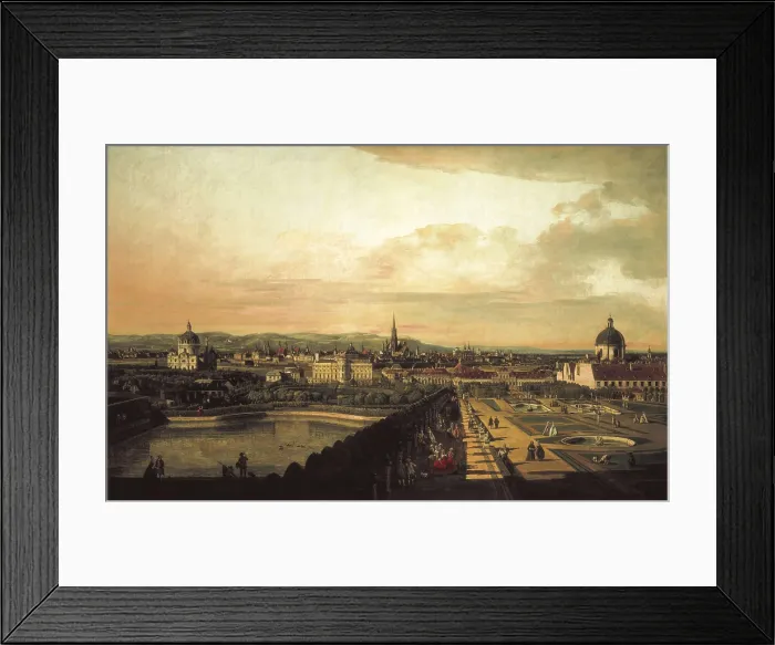 Framed Print : BELLOTTO, Bernardo (1720-1780). Vienna Viewed from the Belvedere Palace (Veduta di Vienna dal Belvedere). 1758 - 1761. Neoclassicism. Oil on wood. AUSTRIA. Vienna