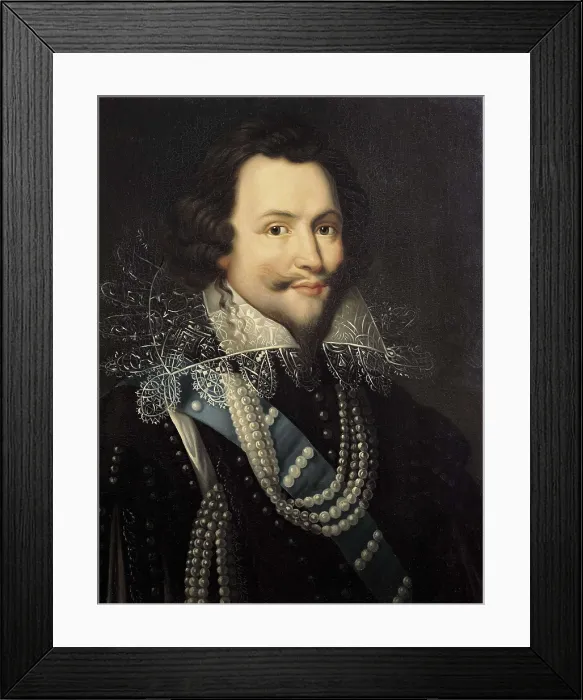 Framed Print : MONIER, Jean (1600-1656). Portrait of George Villiers, 1st Duke of Buckingham. 1617-1638. FRANCE. Versailles. Palace of Versailles. Oil on wood