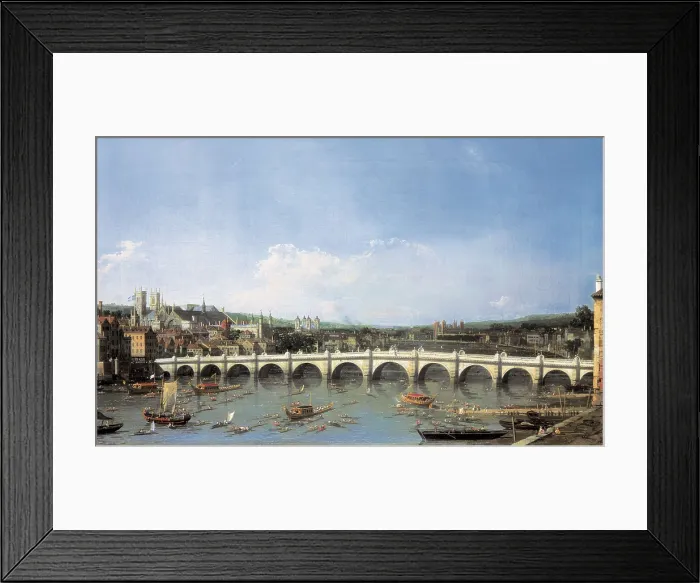 Framed Print : CANALETTO, Giovanni Antonio Canal, also called (1697-1768). Westminster Bridge from the North. 1740s. Baroque art. Oil on canvas. Private Collection