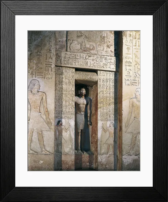 Framed Print : False door of the mastaba of Shesi. 2414 -2375 BC. Eighth Pharaoh, 5th Dynasty. Egyptian art. Old Kingdom. Sculpture. EGYPT. Cairo. Egyptian Museum. Proc: EGYPT. Saqqara