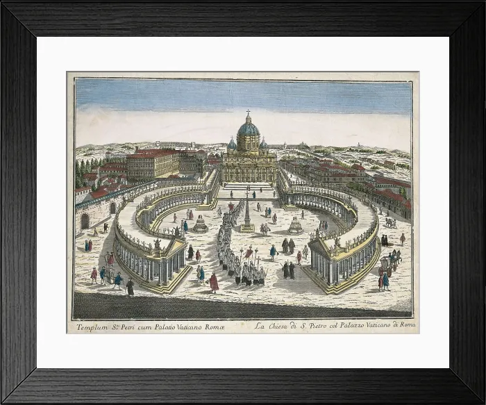 Framed Print : Saint Peter's Square and Basilica in 18th c. Engraving. ITALY. Rome. National Print Cabinet. AISA / Everett Collection**US SALES ONLY** Framed Print : Saint Peter's Square and Basilica in 18th c. Engraving. ITALY. Rome. National Print Cabinet. AISA / Everett Collection**US SALES ONLY**