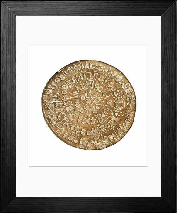 Framed Print : Phaistos Disc. s.XV BC. GREECE. Phaistos. A side. Minoan art / Cretan art. GREECE. Iraklion. Archaeological Museum. AISA / Everett Collection**US SALES ONLY** Framed Print : Phaistos Disc. s.XV BC. GREECE. Phaistos. A side. Minoan art / Cretan art. GREECE. Iraklion. Archaeological Museum. AISA / Everett Collection**US SALES ONLY**