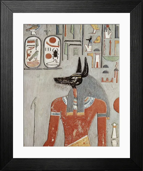 Framed Print : EGYPT. Dayr al-Bahri. Valley of the Kings. Tomb of Horemheb. The god Anubis. Egyptian art. New Kingdom. Fresco. AISA / Everett Collection**US SALES ONLY** Framed Print : EGYPT. Dayr al-Bahri. Valley of the Kings. Tomb of Horemheb. The god Anubis. Egyptian art. New Kingdom. Fresco. AISA / Everett Collection**US SALES ONLY**
