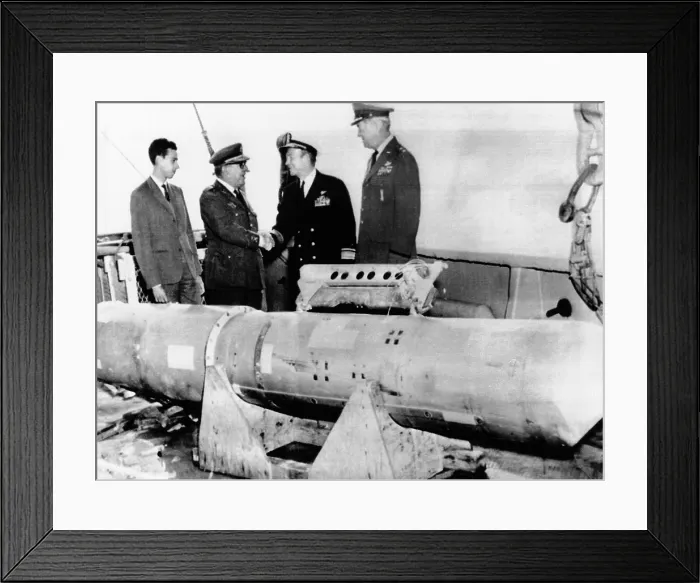 Framed Print : Lost H-bomb recovered off Palomares, Spain. It was lost when a American B-52 carrying 4 H-bombs broke up over the Mediterranean near Palomares. April 8, 1966 Framed Print : Lost H-bomb recovered off Palomares, Spain. It was lost when a American B-52 carrying 4 H-bombs broke up over the Mediterranean near Palomares. April 8, 1966