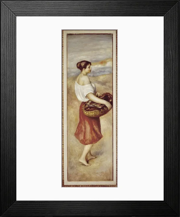 Framed Print : RENOIR, Pierre-Auguste (1841-1919). Girl with a Basket of Fish. ca. 1889. Impressionism. Oil on canvas. UNITED STATES OF AMERICA. Washington. National Gallery of Art