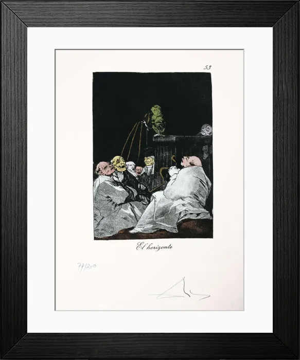 Framed Print : DALI, Salvador (1904-1989). The Caprichos by Goya. The Horizon. 1973-1977. Etching. AISA / Everett Collection - Image has fine art copyright Framed Print : DALI, Salvador (1904-1989). The Caprichos by Goya. The Horizon. 1973-1977. Etching. AISA / Everett Collection - Image has fine art copyright
