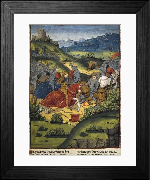 Framed Print : Lancelot in a battle. Illustration of 'Lancelot du Lac' by Antoine Verard (1494). Gothic art. Miniature Painting. FRANCE. Paris. National Library Framed Print : Lancelot in a battle. Illustration of 'Lancelot du Lac' by Antoine Verard (1494). Gothic art. Miniature Painting. FRANCE. Paris. National Library