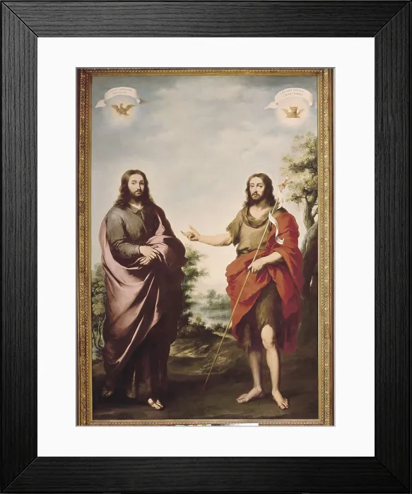 Framed Print : MURILLO, Bartolom Esteban (1617-1682). Saint John the Baptist Pointing to Christ. ca. 1655. Baroque art. Oil on canvas. UNITED STATES OF AMERICA. Chicago