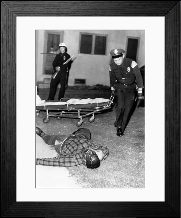 Framed Print : March 1966 Watts Riot. A sniper killed two in Watts section of Los Angeles