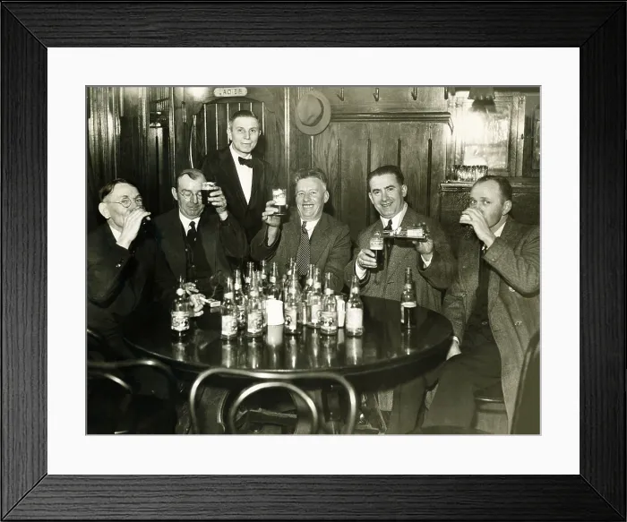 Framed Print : Prohibition ended and gentlemen enjoyed their beer on April 7, 1933. Three weeks earlier, President Franklin Roosevelt signed the Cullen-Harrison Act Framed Print : Prohibition ended and gentlemen enjoyed their beer on April 7, 1933. Three weeks earlier, President Franklin Roosevelt signed the Cullen-Harrison Act