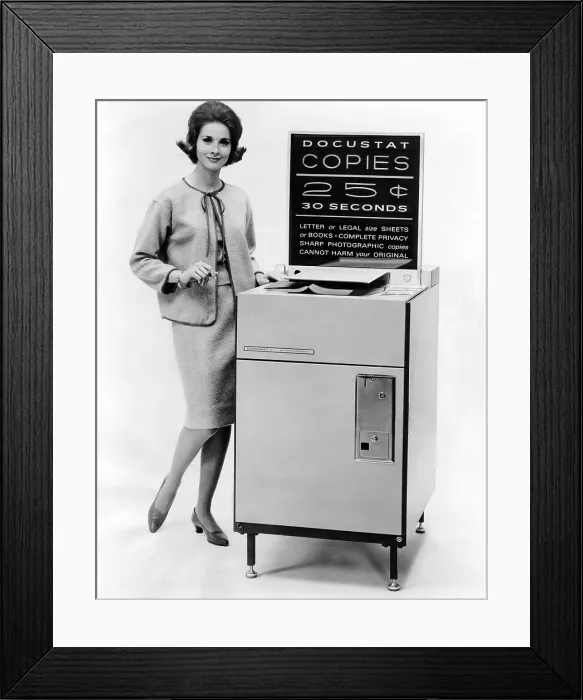Framed Print : The first public use photocopy vending machine. For 25 cents the DOCUSTAT machine produced copies 30 seconds. Dec. 6, 1963. (CSU_ALPHA_1395) CSU Archives / Everett Collection Framed Print : The first public use photocopy vending machine. For 25 cents the DOCUSTAT machine produced copies 30 seconds. Dec. 6, 1963. (CSU_ALPHA_1395) CSU Archives / Everett Collection