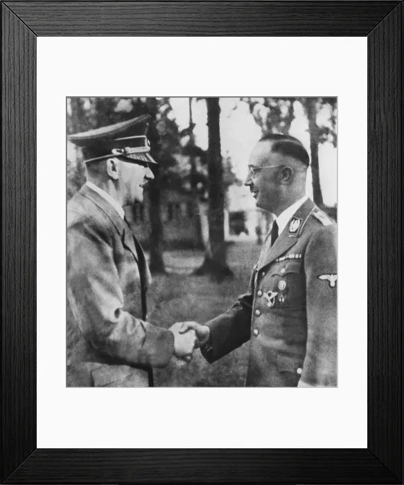 Framed Print : Heinrich Himmler, shaking hands with Adolf Hitler. Ca. 1940. Himmler was leader of the elite Nazi troops, Schutzstaffel or SS. (CSU_2015_9_838) Framed Print : Heinrich Himmler, shaking hands with Adolf Hitler. Ca. 1940. Himmler was leader of the elite Nazi troops, Schutzstaffel or SS. (CSU_2015_9_838)
