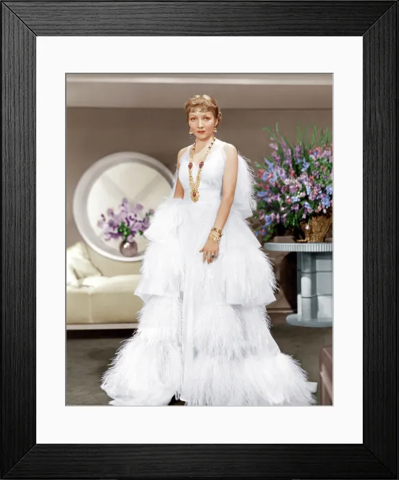 Framed Print : THE GILDED LILY, Claudette Colbert, in a gown by Travis Banton, 1935