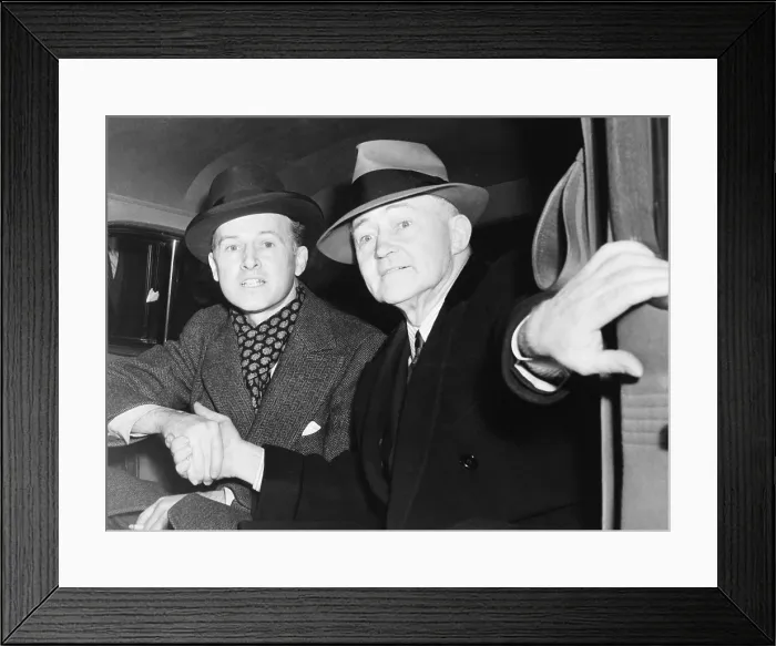 Framed Print : James J. Hines (right) with his attorney, Martin W. Littleton, as they leave Tombs Prison, NYC Framed Print : James J. Hines (right) with his attorney, Martin W. Littleton, as they leave Tombs Prison, NYC