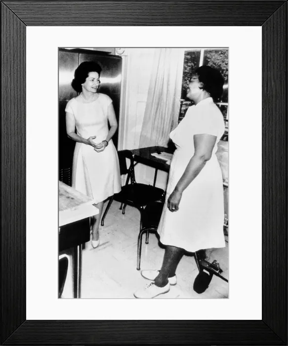 Framed Print : Lady Bird Johnson, with White House cook Zephyr Wright on May 5, 1966