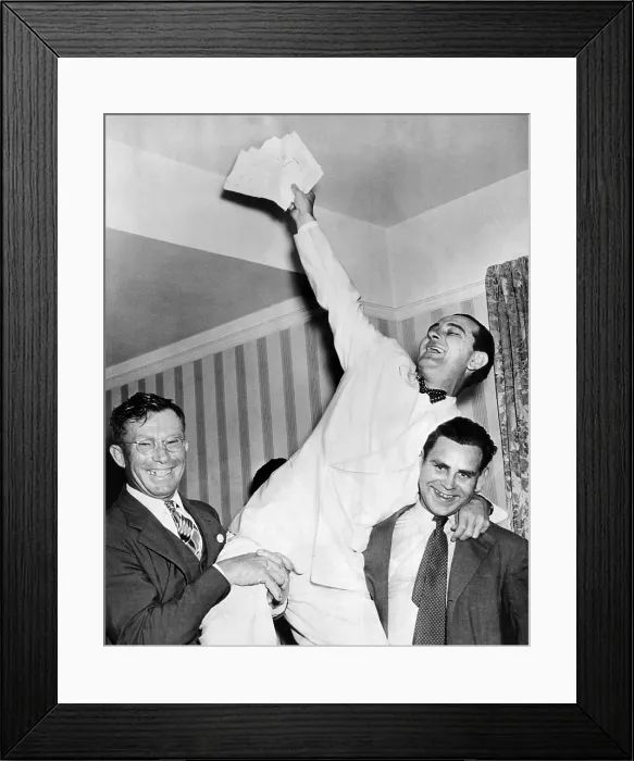 Framed Print : Congressman Lyndon Johnson is boosted to the shoulders of campaign workers on June 30, 1941