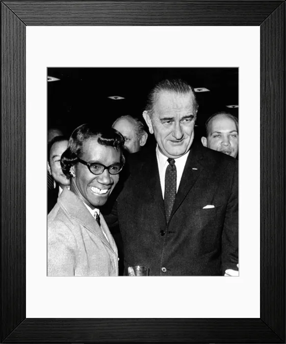 Framed Print : President Lyndon Johnson with newly elected Congresswomen Shirley Chisholm of New York