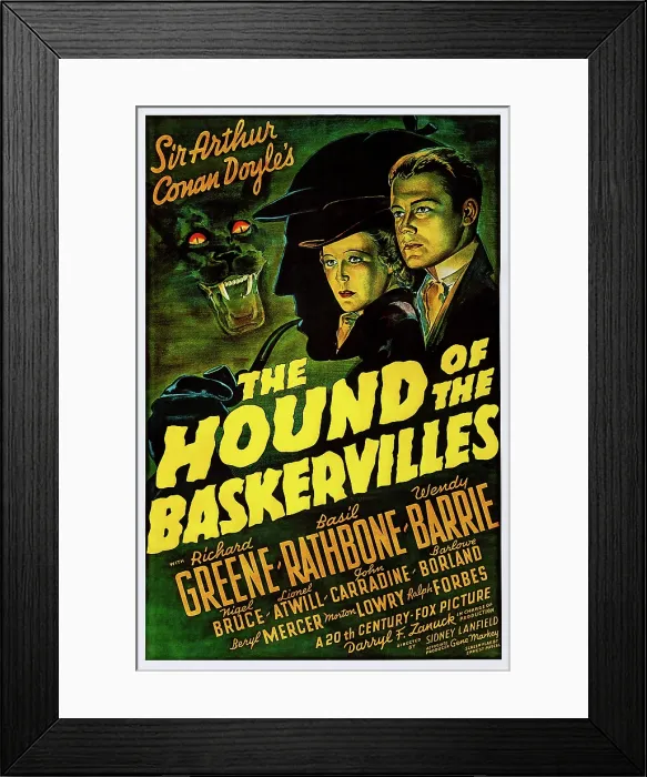 Framed Print : THE HOUND OF THE BASKERVILLES, US poster art, from left: Wendy Barrie, Richard Greene, 1939, (c) 20th Century Fox, TM & Copyright / Courtesy: Everett Collection Framed Print : THE HOUND OF THE BASKERVILLES, US poster art, from left: Wendy Barrie, Richard Greene, 1939, (c) 20th Century Fox, TM & Copyright / Courtesy: Everett Collection