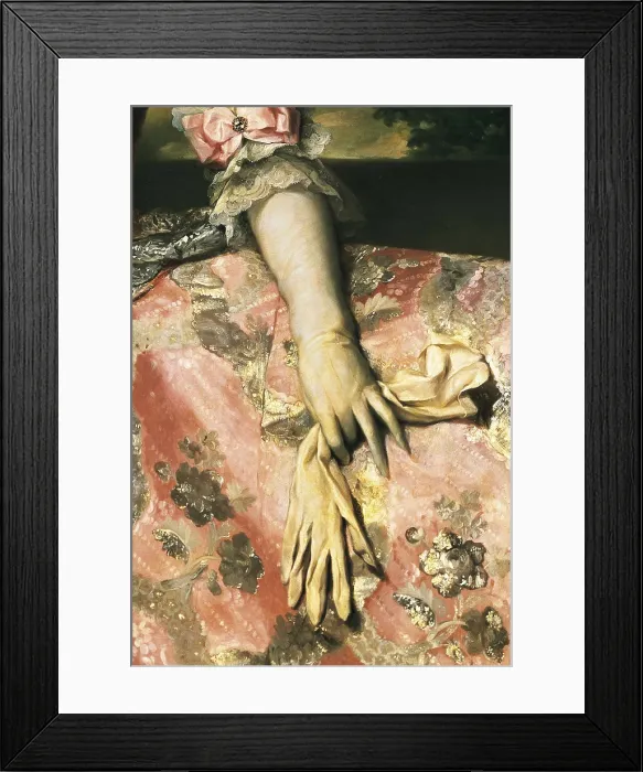 Framed Print : MENGS, Anton Raphael (1728-1779). Maria Carolina de Lorena, queen of Naples. ca. 1770. Right lower detail of the hand holding a glove. Neoclassicism. Oil on canvas. SPAIN. Madrid