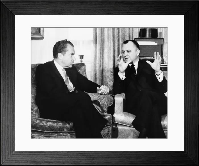 Framed Print : President-elect Richard Nixon with Walter Hinkle, Dec. 19, 1968. Hinkle reluctantly resigned as Alaska's governor to become Nixon's Secretary of the Interior