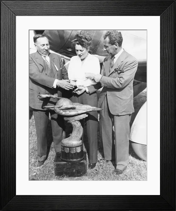 Framed Print : Jacqueline Cochran receives Bendix Trophy, Sept 4, 1938. In 1935 she was the first woman to enter the race and finished in 5th place Framed Print : Jacqueline Cochran receives Bendix Trophy, Sept 4, 1938. In 1935 she was the first woman to enter the race and finished in 5th place