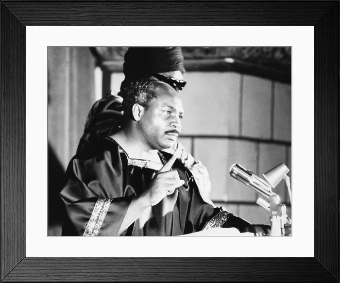 Framed Print : David Hill of House of Israel speaks at Operation Black Unity rally. Cleveland, Ohio. August 1969