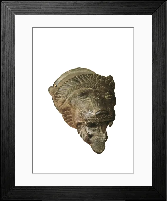 Framed Print : Head of a Panther. 4th c. BC. Classical Greek art. Sculpture on bronze. SPAIN. Barcelona. Archaeology Museum of Catalonia. Proc: SPAIN. Xbia