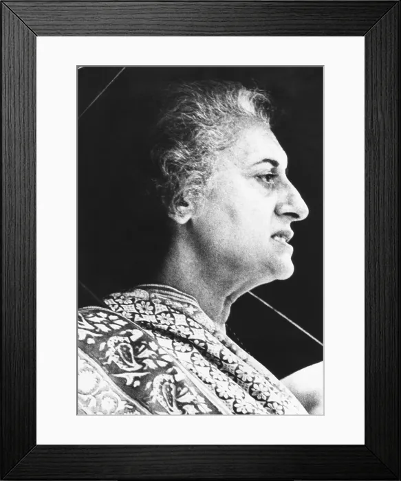 Framed Print : India's Prime Minister Indira Gandhi speaks to supporters on June 18, 1975