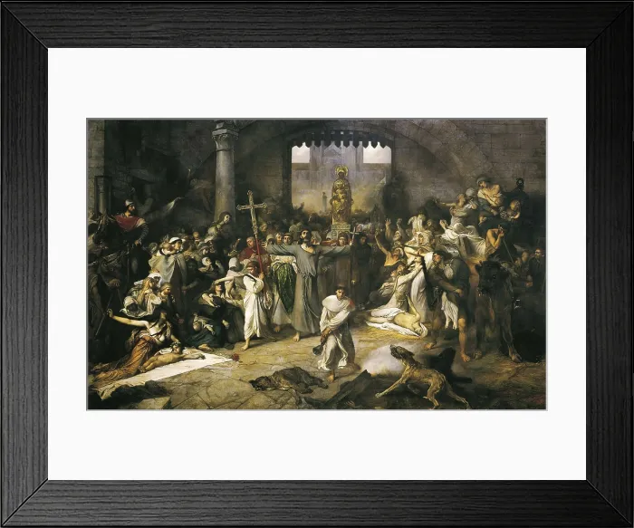 Framed Print : GALLAIT, Louis (1810-1887). The Plague of Tournai in 1095. 1881. Oil on canvas. BELGIUM. Tournai. Fine Arts Museum. AISA / Everett Collection**US SALES ONLY**