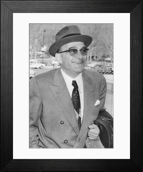 Framed Print : Vito Genovese, 61, as he arrived at court to be sentenced to 15 years in jail and fined $20, 000. April 17, 1959