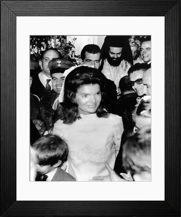 Framed Print : Jacqueline Kennedy marries Aristotle Onassis. Mrs. Aristotle Onassis, after her wedding on Onassis private island. Oct. 20, 1968