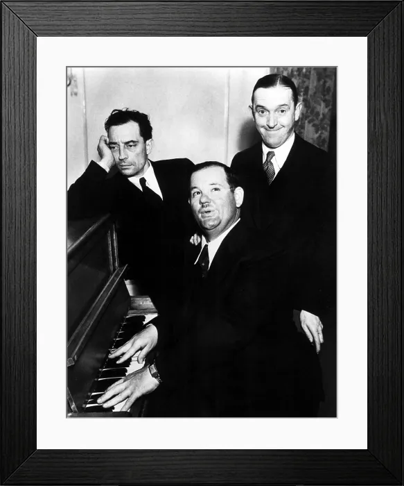 Framed Print : BUSTER KEATON, OLIVER HARDY, STAN LAUREL [Laurel & Hardy] at MGM, c. early 1930s