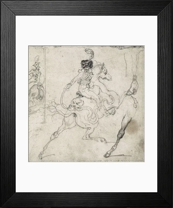 Framed Print : GRICAULT, Thodore (1791-1824). Study of cavalry fights with officers on horseback. beg. 19th c. Detail. Romanticism. Drawing. UNITED STATES OF AMERICA. Chicago