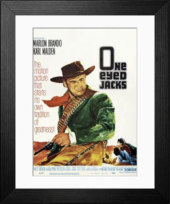 Framed Print : ONE-EYED JACKS, Marlon Brando on poster art, 1961